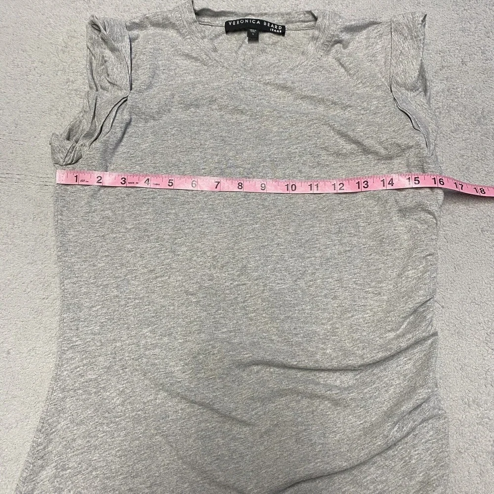 Veronica Beard Dress Small Grey Brompton Stretch Side Ruching Asymmetrical Midi‎
